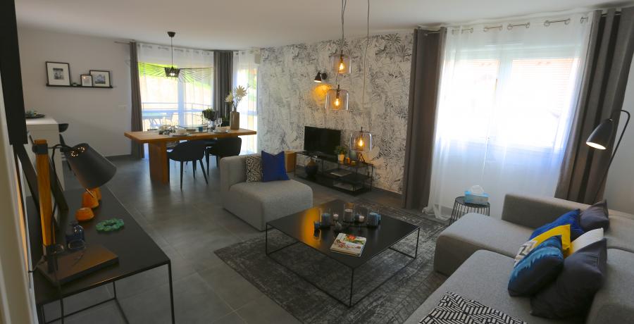 programme immobilier neuf à Sallenôves: les carrés du Francisque duplex-jardin séjour