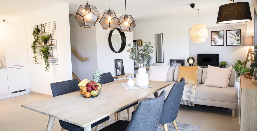 Programme immobilier neuf aux Auxons : les Carrés d'Ausona, duplex-jardin salle à manger