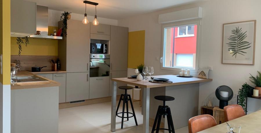 Programme immobilier neuf à Sennecey-lès-Dijon : les Carrés du Clos Denis, duplex-jardin cuisine