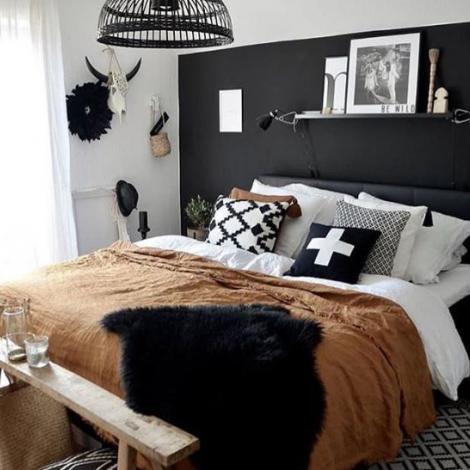 amenagement chambre cocooning noir et blanc