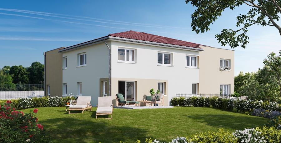 Programme immobilier neuf à Saint-Vit : les Carrés Sancti Viti, duplex-jardin perspective