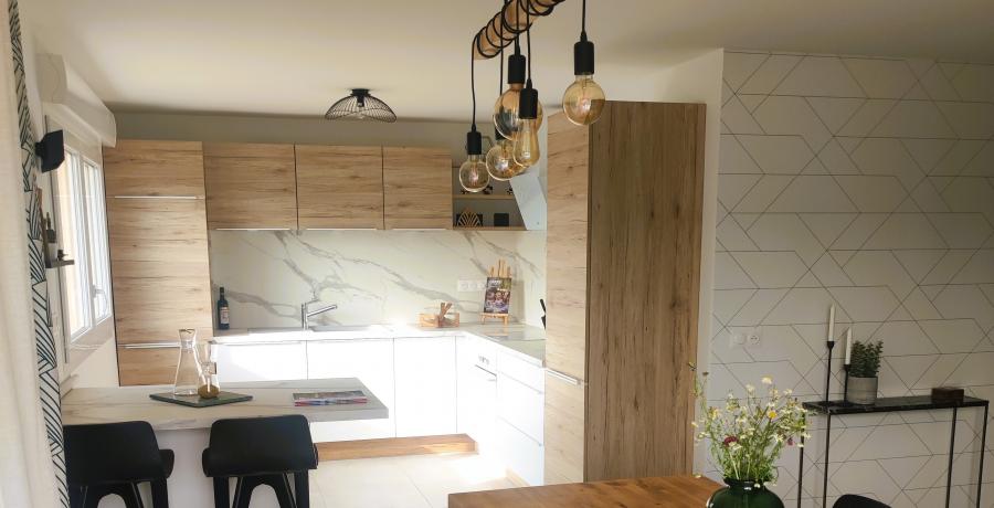 Programme immobilier neuf à Sales : les Carrés du Corbonnet, Duplex-Jardin cuisine