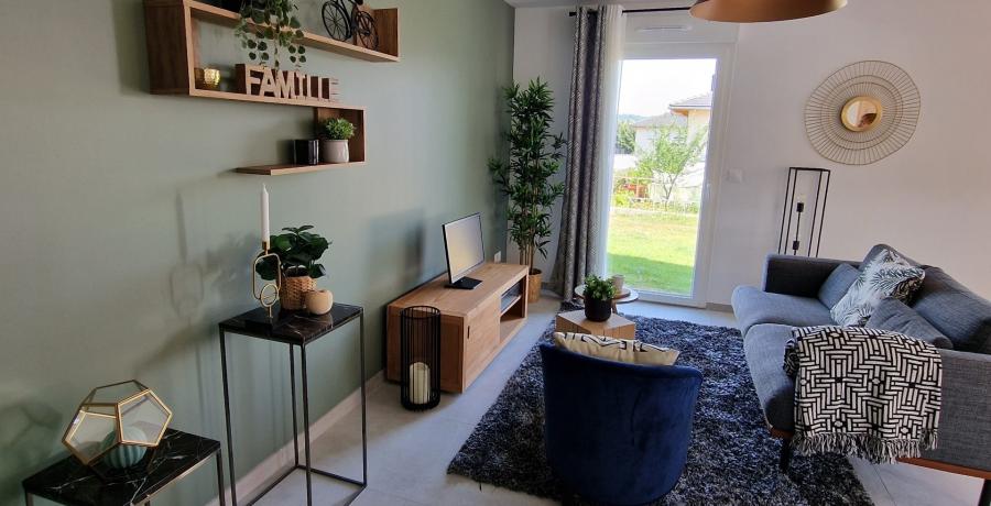 Programme immobilier neuf à Lovagny : les Carrés du Loup, Duplex-Jardin salon