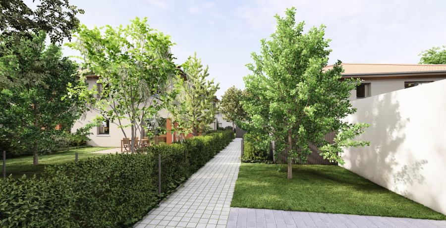 Programme immobilier neuf à Mions : les Carrés d'à Côté, duplex-jardin entrée