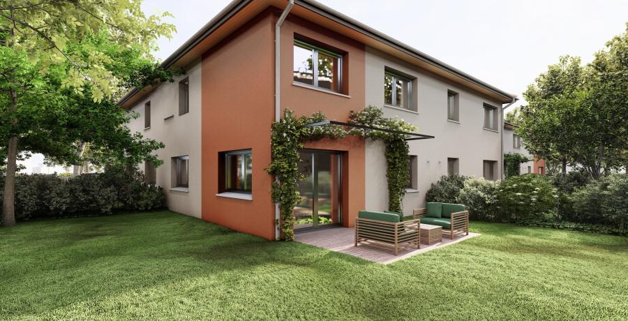 Programme immobilier neuf à Mions : les Carrés d'à Côté, duplex-jardin terrasse