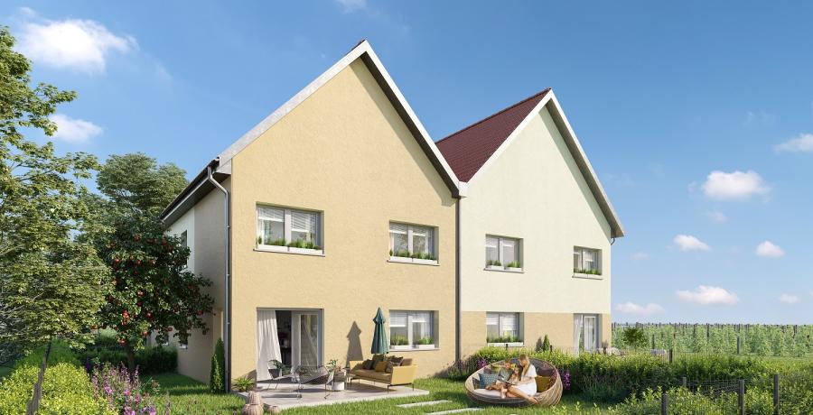 Programme immobilier neuf à Nuits-Saint-Georges : les Carrés du Clos, duplex-jardin perspective