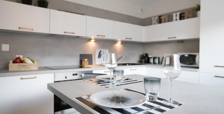 Programme immobilier neuf à Berstett : les Carrés Tilia, Duplex-Jardin cuisine