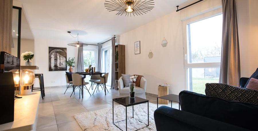 Programme immobilier neuf à Sierentz : Les Carrés Sélène, duplex-jardin salle à manger 2